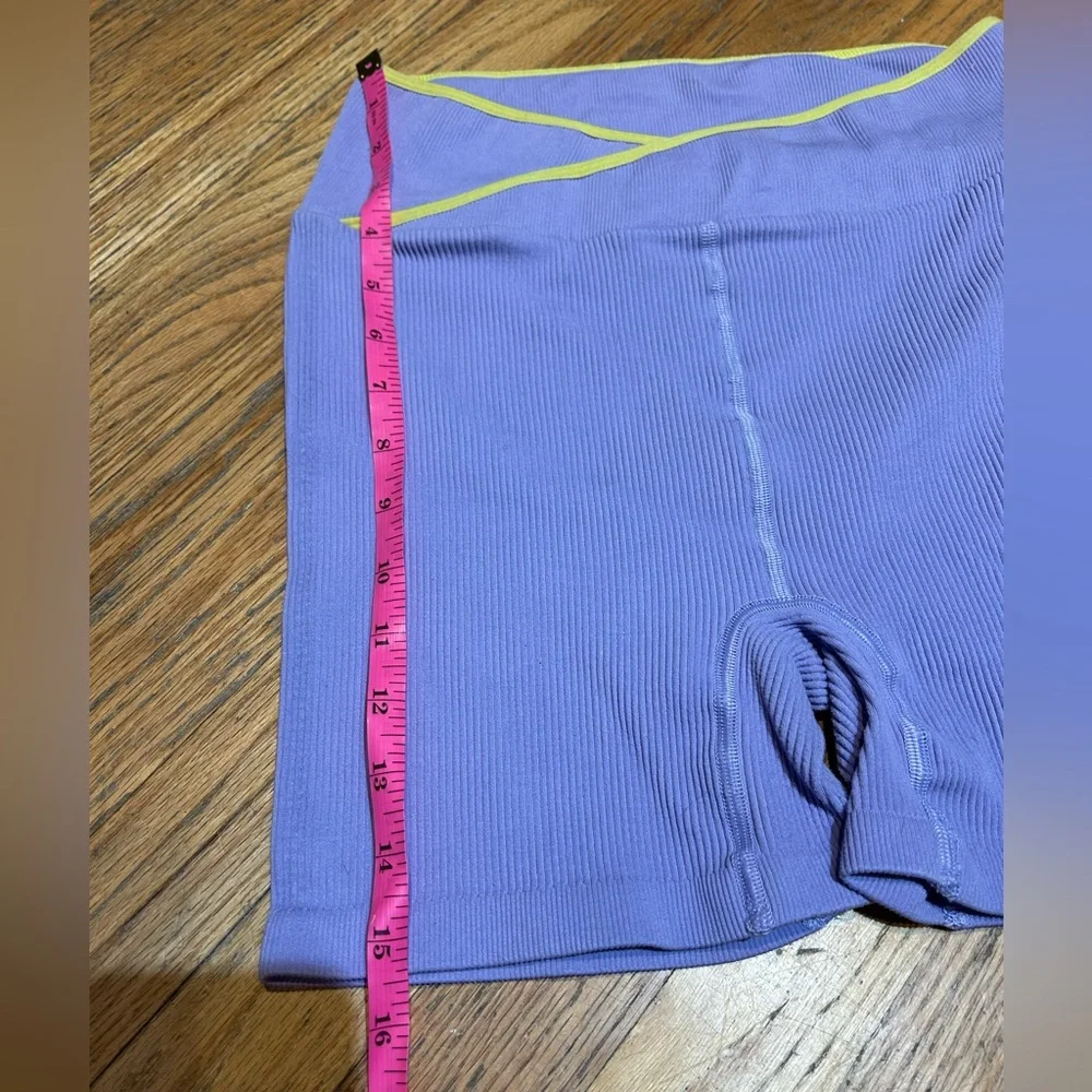 Free People Purple and Yellow Bike Shorts with Crossover Waistband M/L - Picture 8 of 8